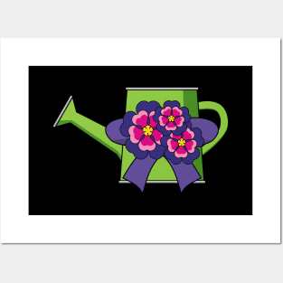 Cute Watering Can with Flowers Bouquet Posters and Art